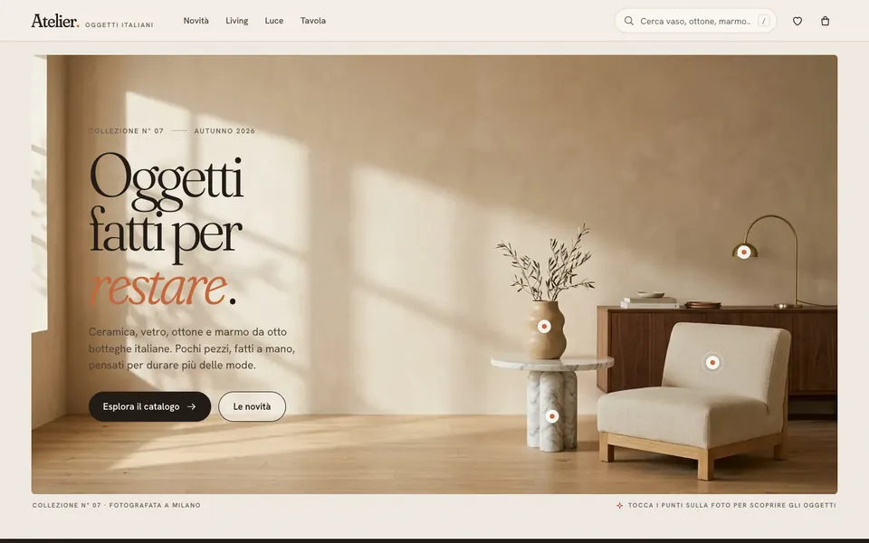 Anteprima del prototipo Atelier: E-commerce