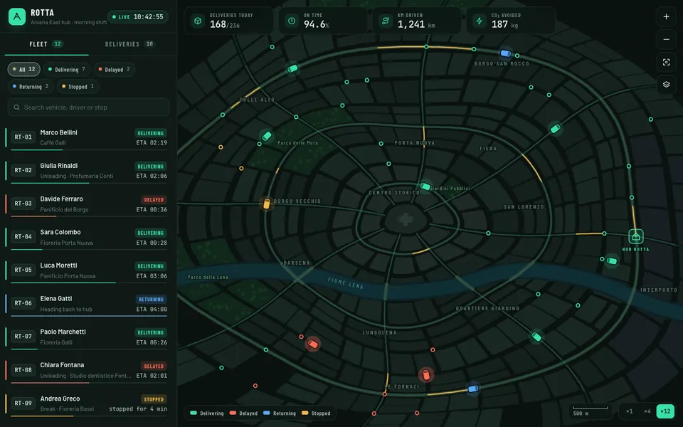 Preview of the prototype Rotta: Logistics & tracking