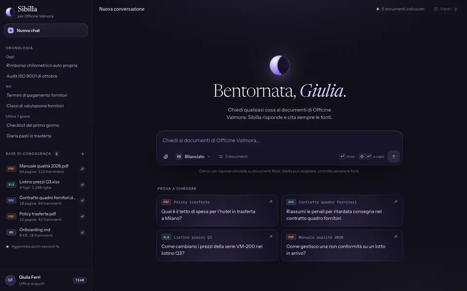 Anteprima del prototipo Sibilla: Assistente AI