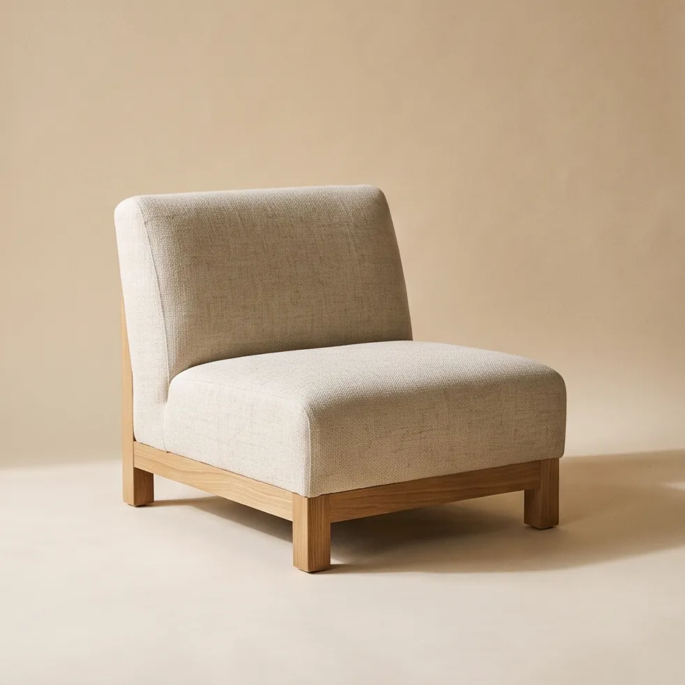 Poltrona «Lino» — Lino lavato e rovere